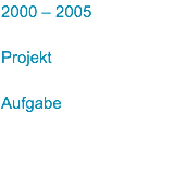 2000 – 2005 Projekt Aufgabe